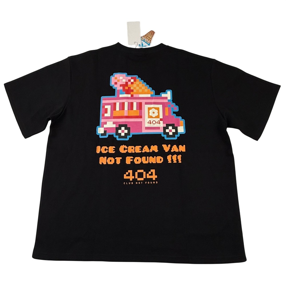 SnowDay Ice Cream Van Not Found 404 Pixel Art Graphic T-Shirt Black XXL NEW